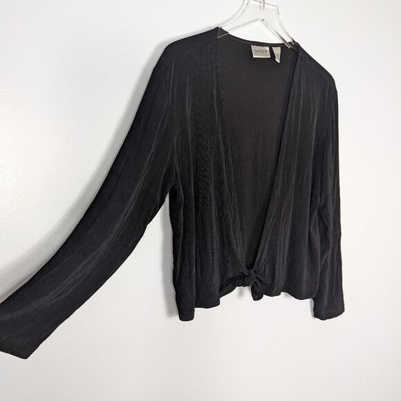 Chico's Travelers Black Tie Front Drapey Cardigan XL - Picture 4 of 6